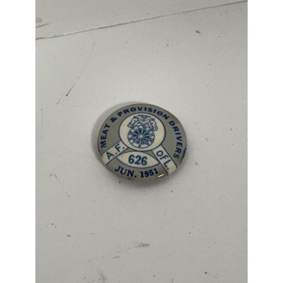I.B. OF T.C.W. & H OF A Teamsters Union 1951 Button Pin - Meat Provisions Driver - Picture 2 of 6